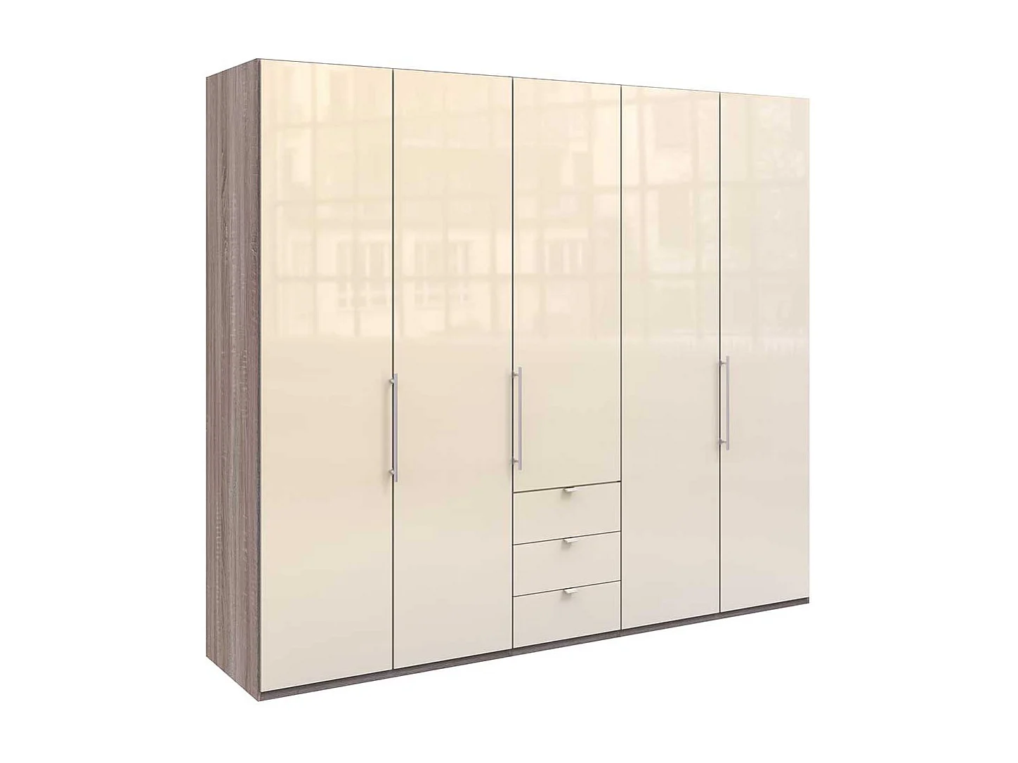 Panorama Schlafzimmerschrank in Cremeweiß Eiche Trüffelfarben