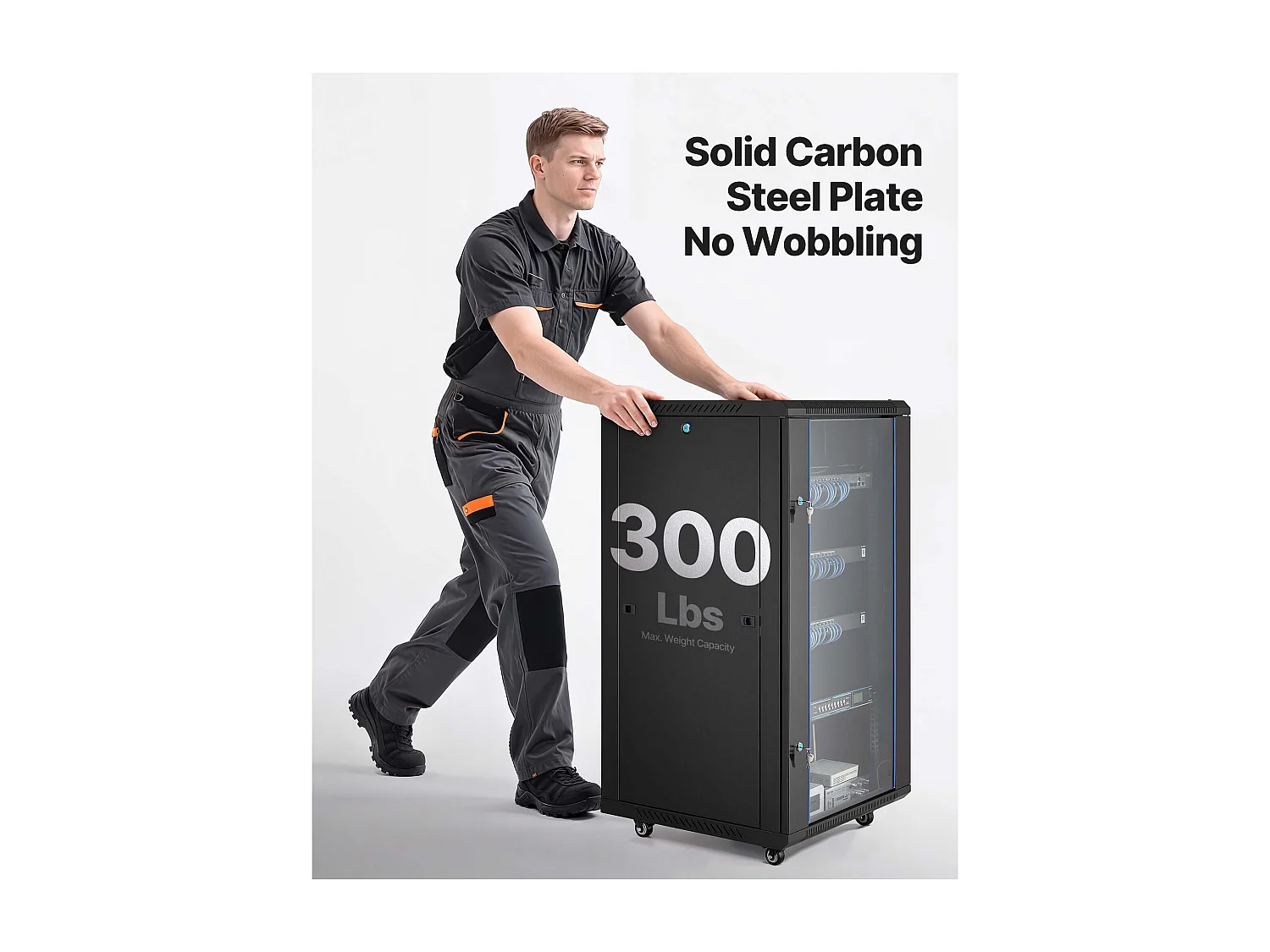 Armário de Rede SucceBuy 22U, Rack Servidor Montagem de Parede, Bay de Patch, Profundidade 60 cm, Carga 136 kg, com Porta Travável Vidro Temperado