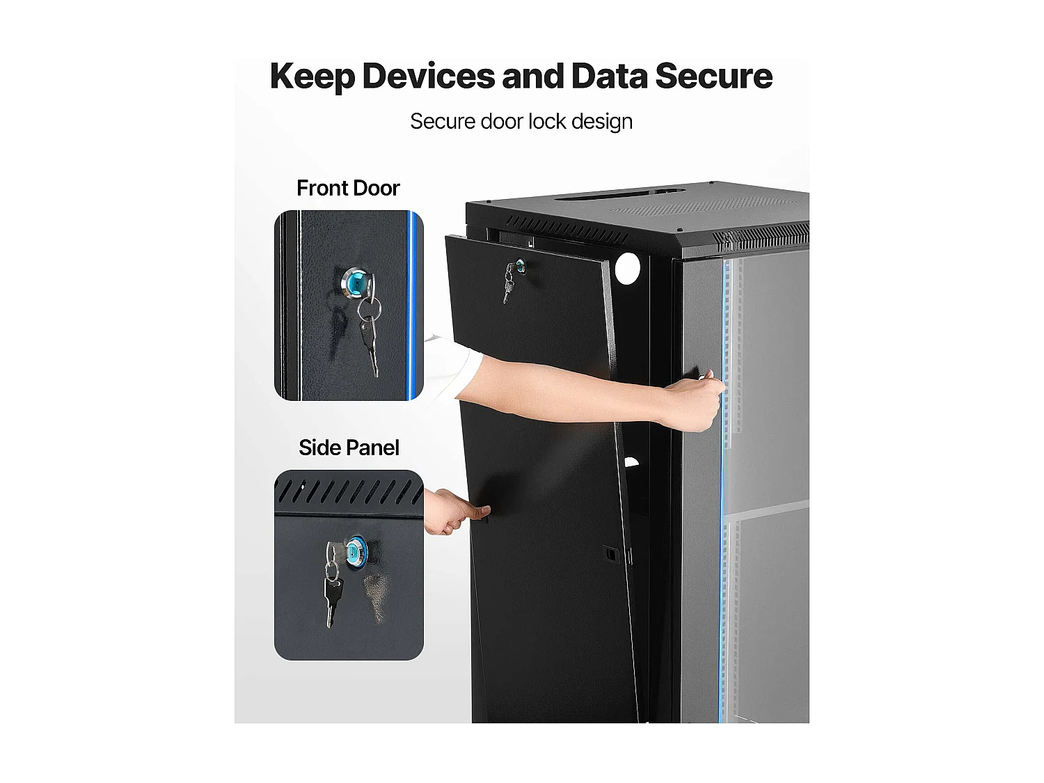 Armário de Rede SucceBuy 22U, Rack Servidor Montagem de Parede, Bay de Patch, Profundidade 60 cm, Carga 136 kg, com Porta Travável Vidro Temperado