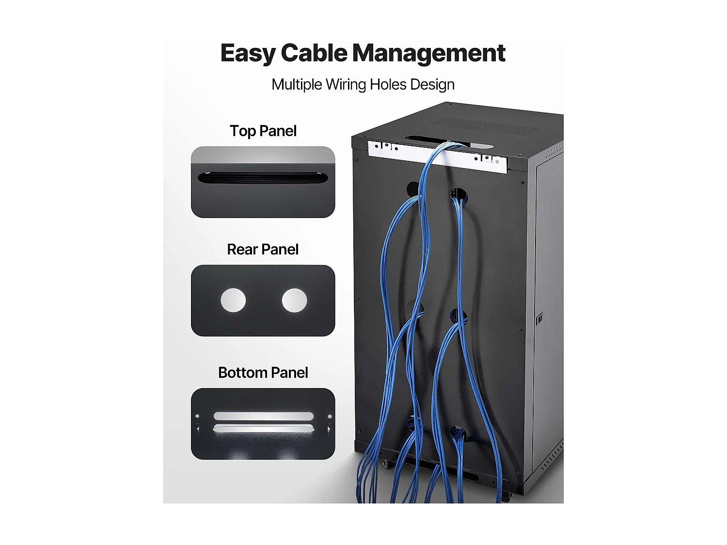 Armário de Rede SucceBuy 22U, Rack Servidor Montagem de Parede, Bay de Patch, Profundidade 60 cm, Carga 136 kg, com Porta Travável Vidro Temperado