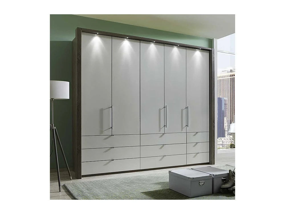 Falttürenschrank in Weiß Eiche Trüffel