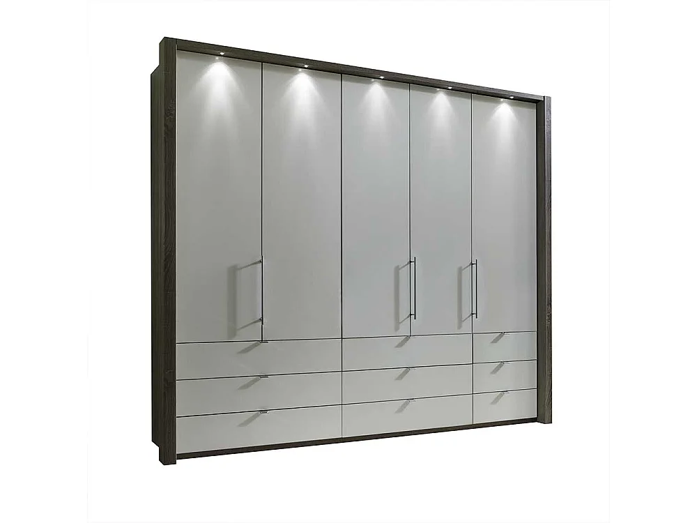 Falttürenschrank in Weiß Eiche Trüffel