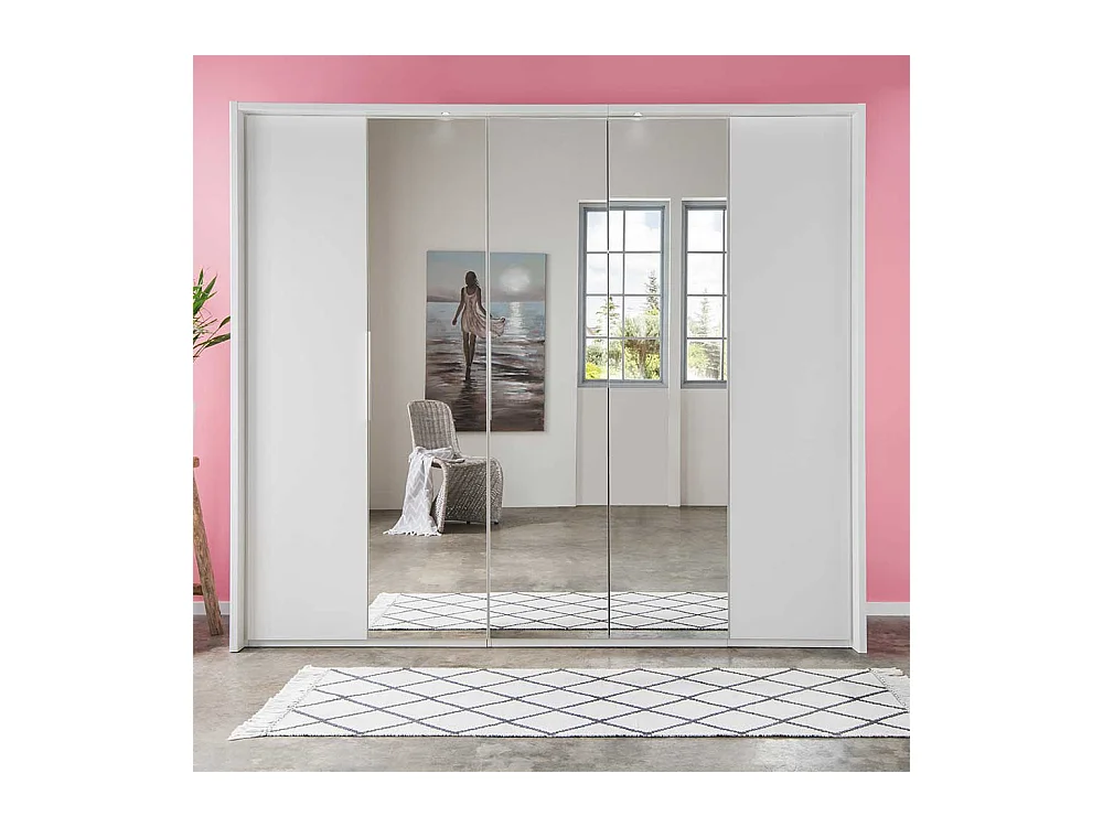 Spiegel Schlafzimmerschrank in Weiß Dreh- und Falttüren