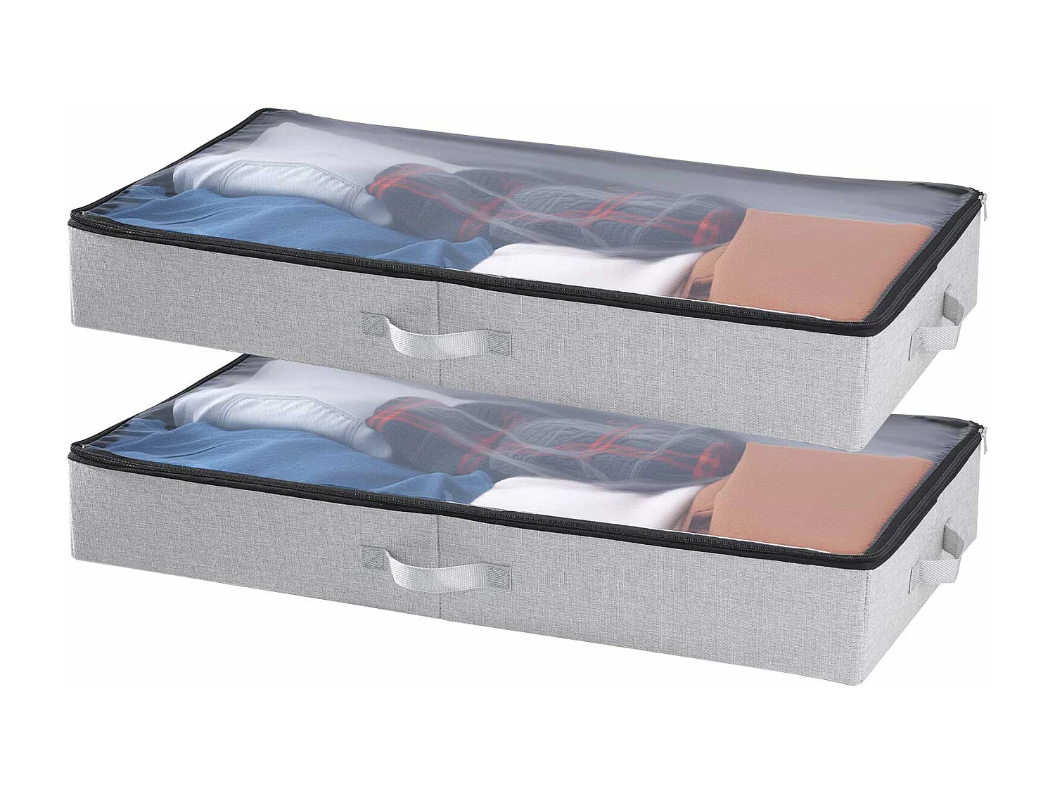 Sacche di Ripostiglio SucceBuy sotto il Letto 2 Pezzi 45 L, Organizzatore di Scarpe sotto il Letto con Coperchi Trasparenti, Scatola di Ripostiglio per Vestiti