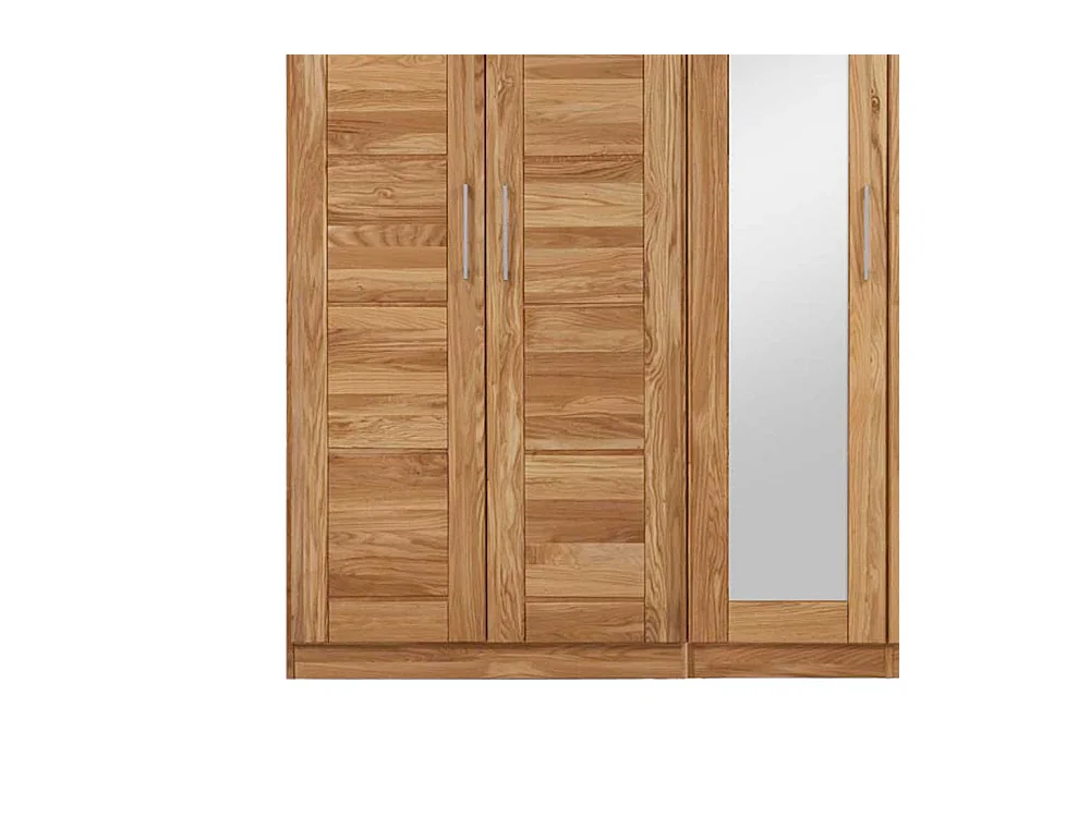 Massivholz Kleiderschrank mit Spiegel Wildeiche Massivholz