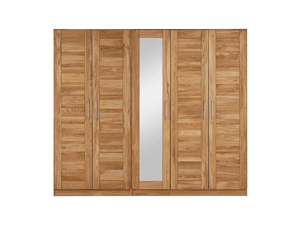 Massivholz Kleiderschrank mit Spiegel Wildeiche Massivholz