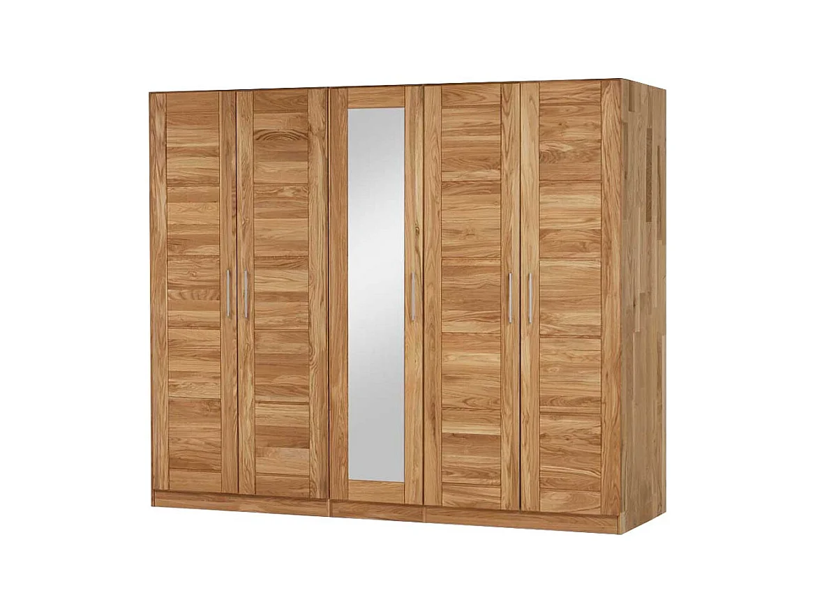 Massivholz Kleiderschrank mit Spiegel Wildeiche Massivholz