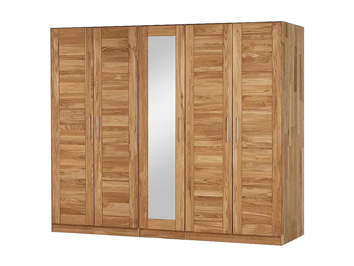 Massivholz Kleiderschrank mit Spiegel Wildeiche Massivholz