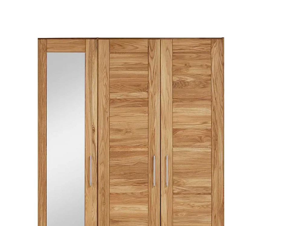 Massivholz Kleiderschrank mit Spiegel Wildeiche Massivholz