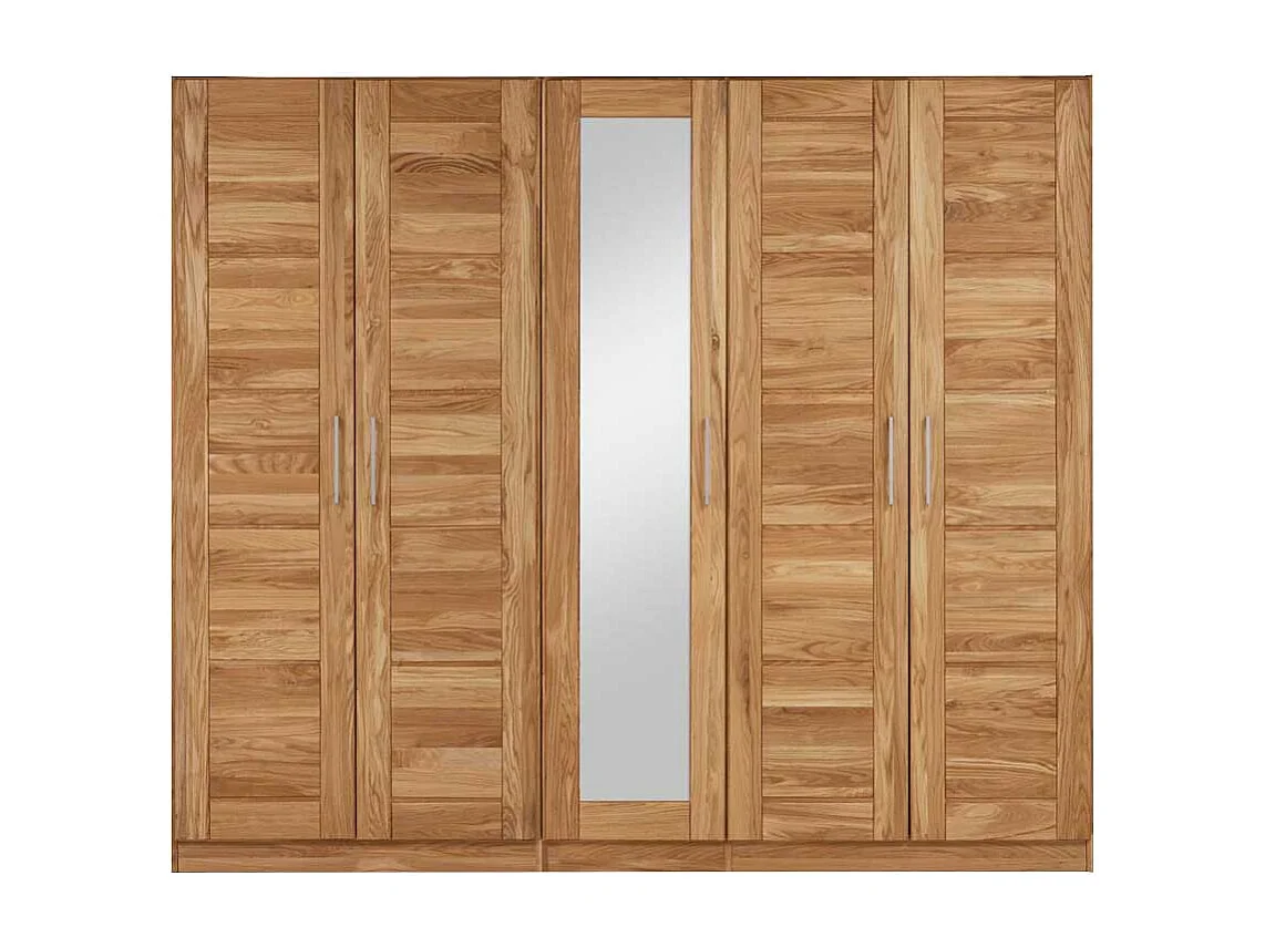 Massivholz Kleiderschrank mit Spiegel Wildeiche Massivholz