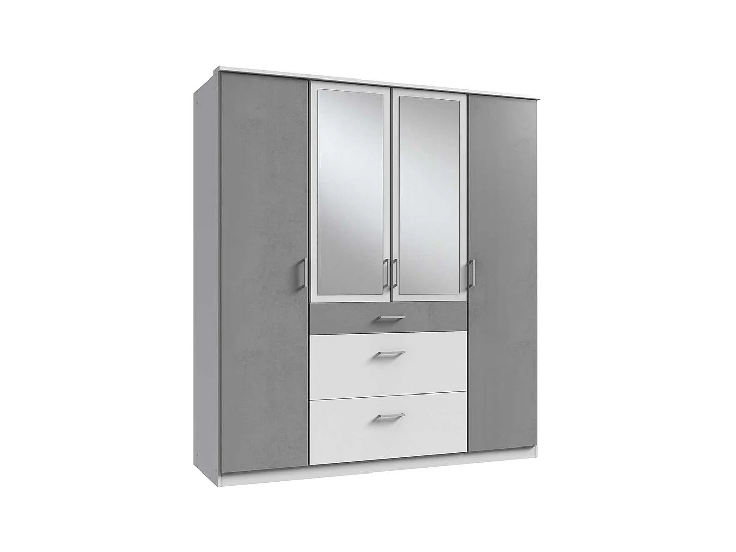 Drehtürschrank mit drei Schubladen und Spiegeltüren 179 cm breit