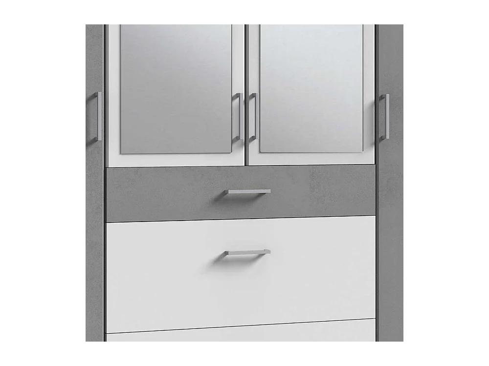 Drehtürschrank mit drei Schubladen und Spiegeltüren 179 cm breit