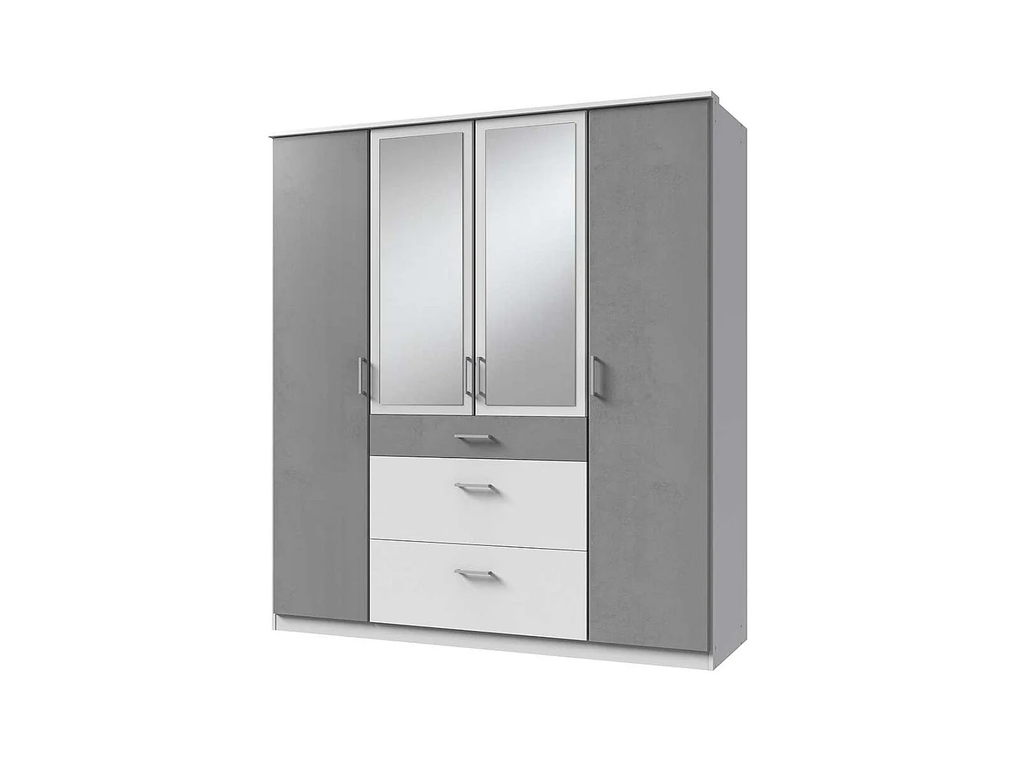 Drehtürschrank mit drei Schubladen und Spiegeltüren 179 cm breit