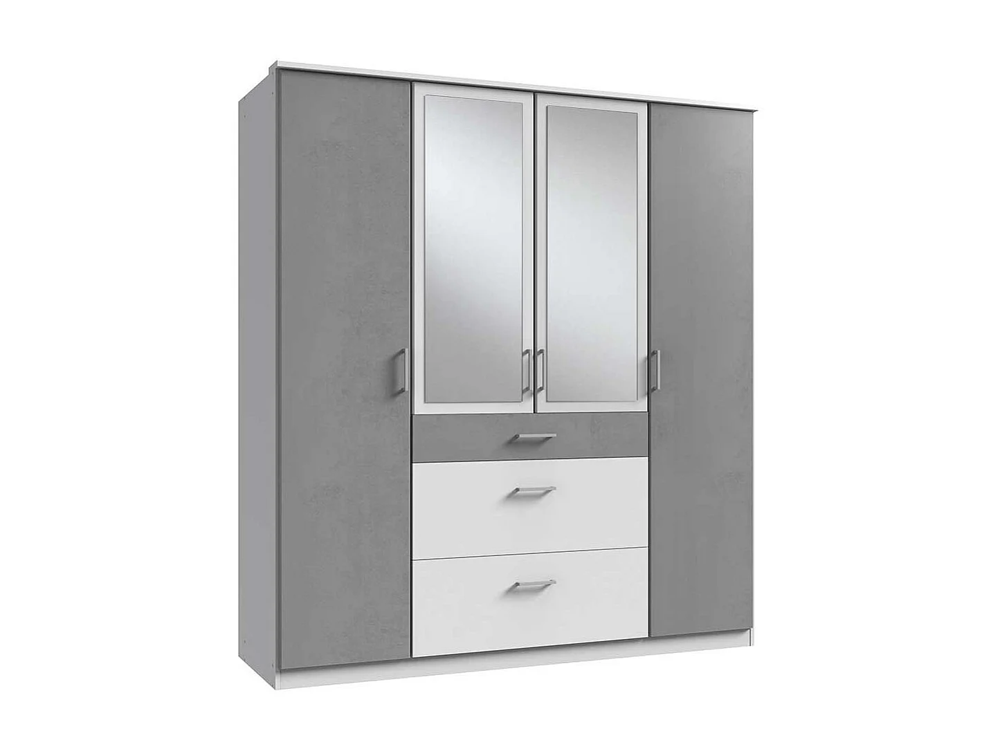 Drehtürschrank mit drei Schubladen und Spiegeltüren 179 cm breit