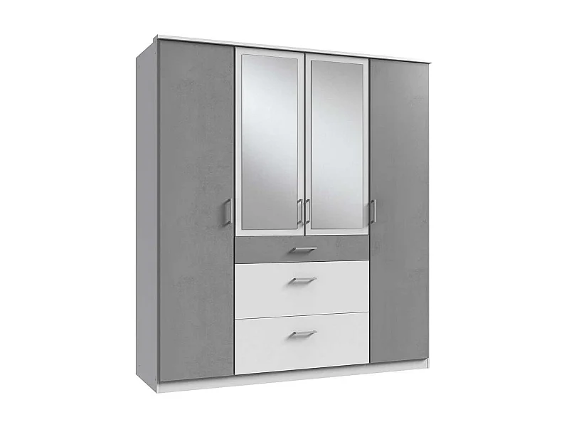 Drehtürschrank mit drei Schubladen und Spiegeltüren 179 cm breit