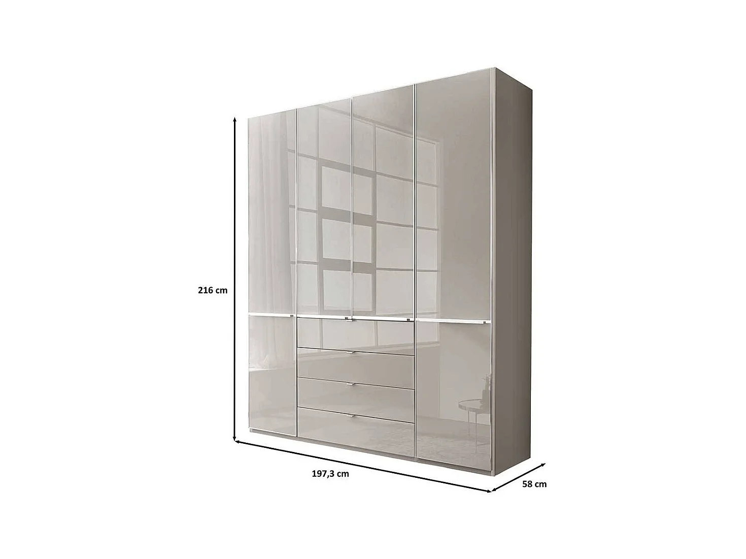 Kleiderschrank modern Schlafzimmerschrank in Hellgrau Made in Germany