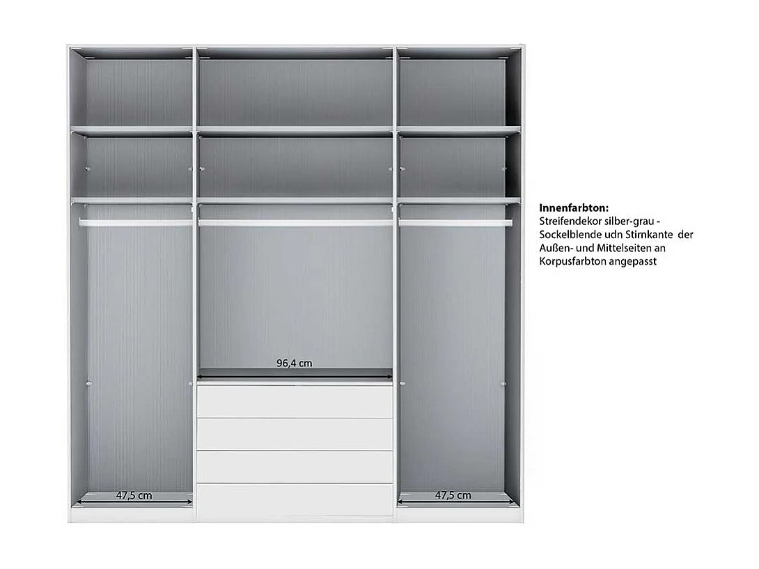 Kleiderschrank modern Schlafzimmerschrank in Hellgrau Made in Germany