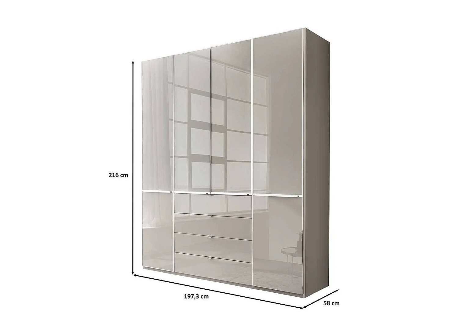 Kleiderschrank modern Schlafzimmerschrank in Hellgrau Made in Germany