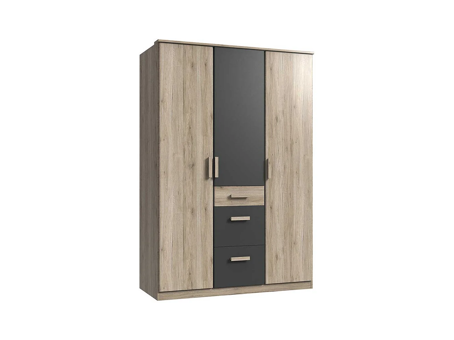 Drehtürenschrank Schlafzimmer in Eiche San Remo Dunkelgrau