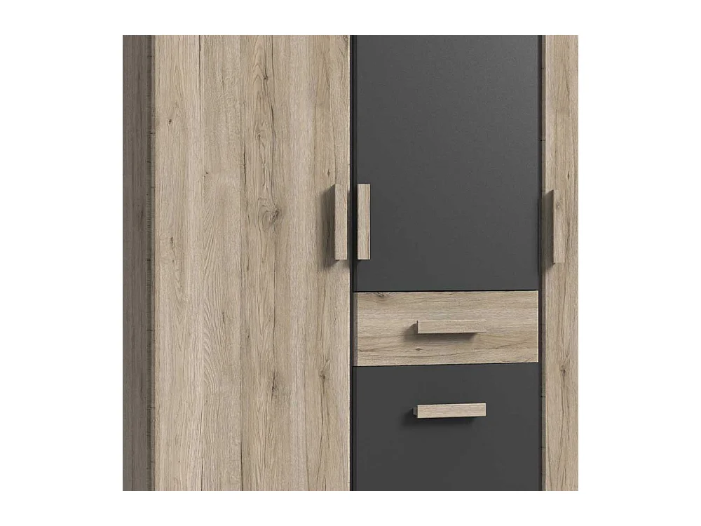 Drehtürenschrank Schlafzimmer in Eiche San Remo Dunkelgrau