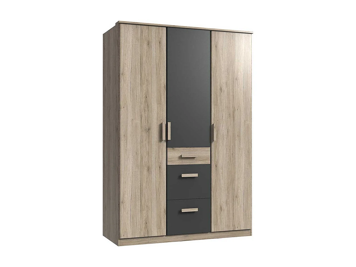 Drehtürenschrank Schlafzimmer in Eiche San Remo Dunkelgrau