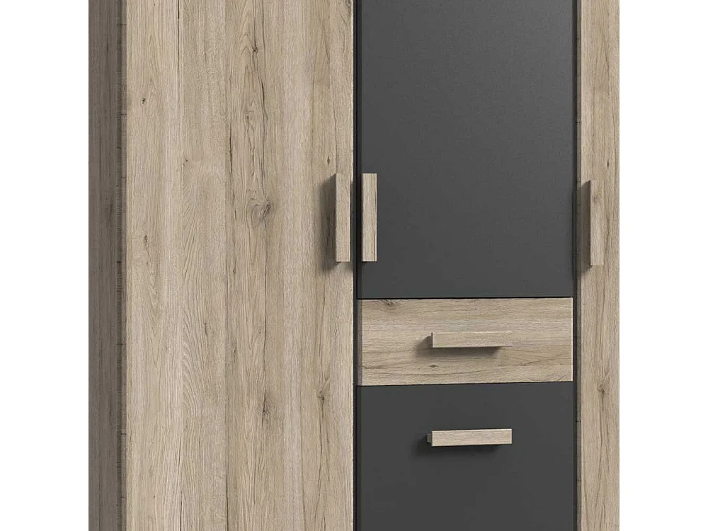 Drehtürenschrank Schlafzimmer in Eiche San Remo Dunkelgrau