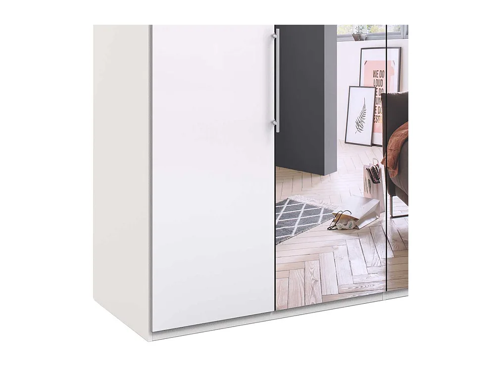 Jugend Kleiderschrank in Weiß glasbeschichtet Falttüren