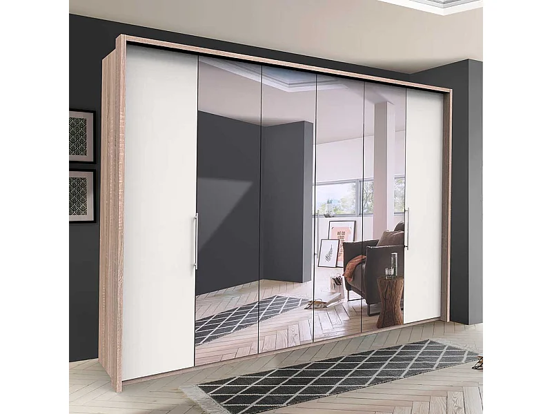 Großer Spiegel Schlafzimmerschrank mit Falttüren Made in Germany