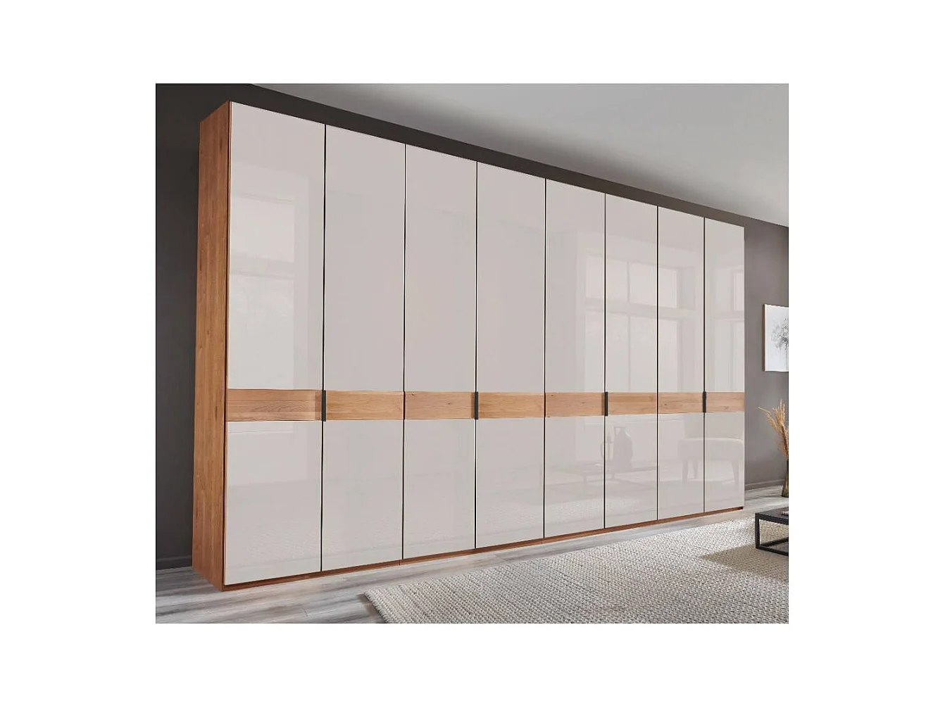 Schlafzimmerschrank Drehtürschrank in Weiß und Erlefarben