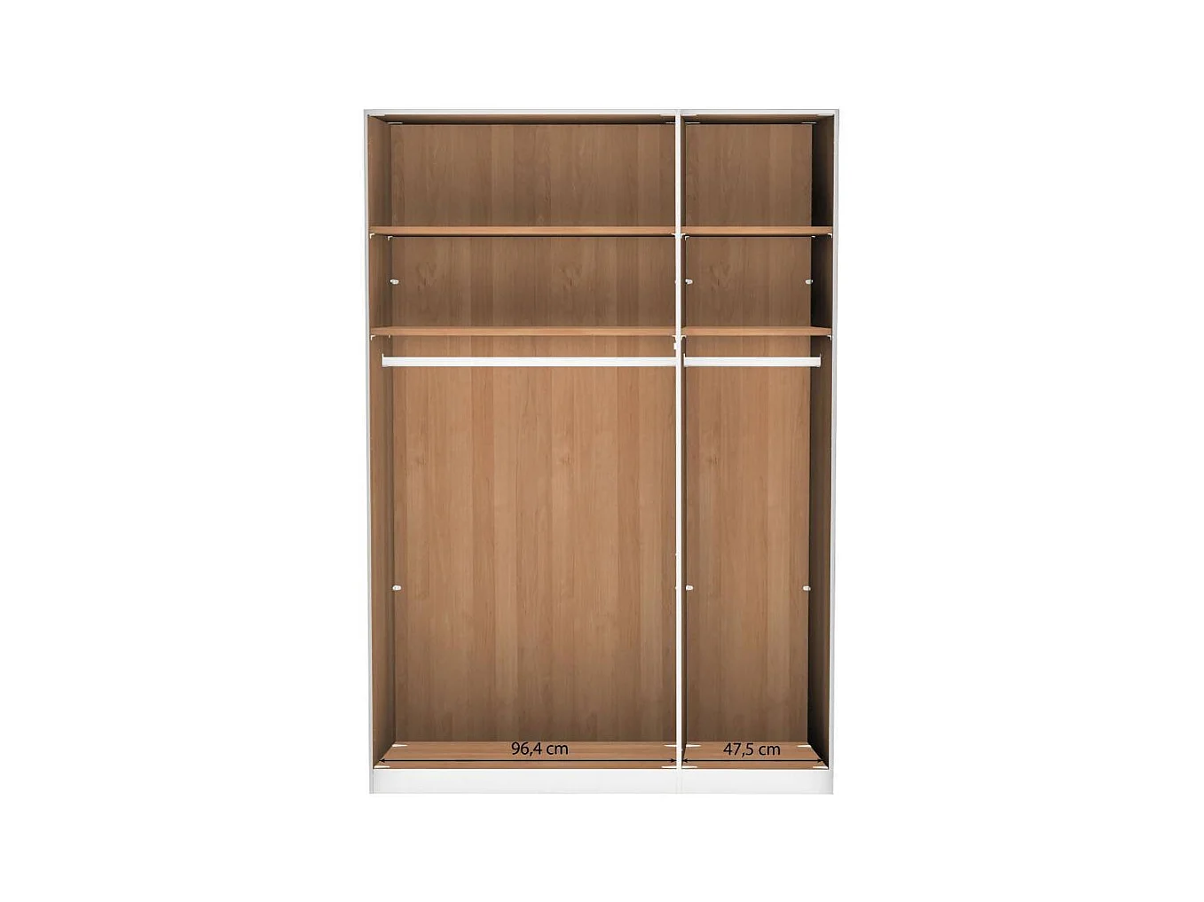 Kleiderschrank Drehtürenschrank in Erlefarben & Weiß mit zwei festen Kleiderstangen