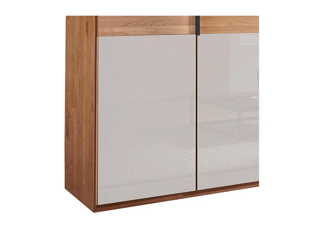 Kleiderschrank Drehtürenschrank in Erlefarben & Weiß mit zwei festen Kleiderstangen