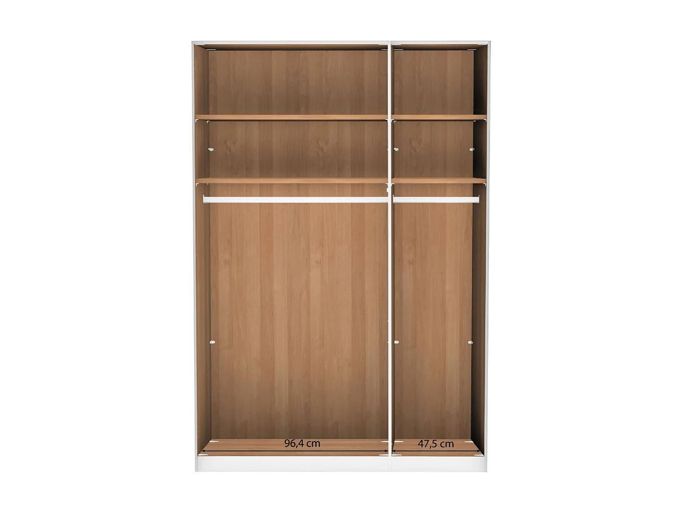 Kleiderschrank Drehtürenschrank in Erlefarben & Weiß mit zwei festen Kleiderstangen