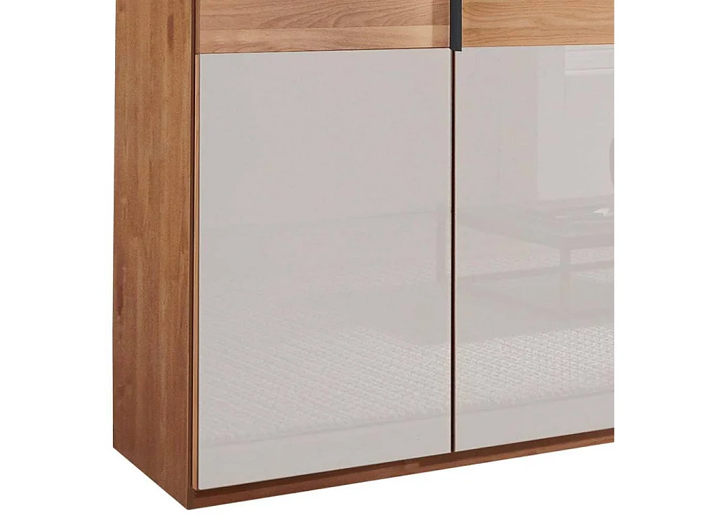 Kleiderschrank Drehtürenschrank in Erlefarben & Weiß mit zwei festen Kleiderstangen