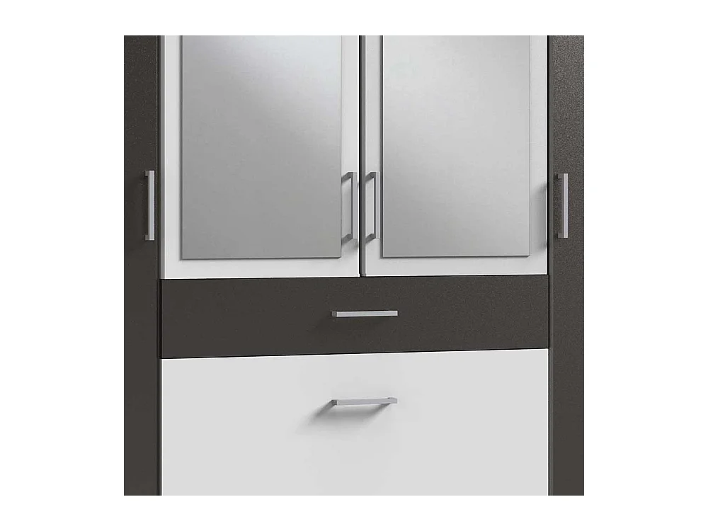 Kleiderschrank bicolor mit Spiegel und drei Schubladen Made in Germany