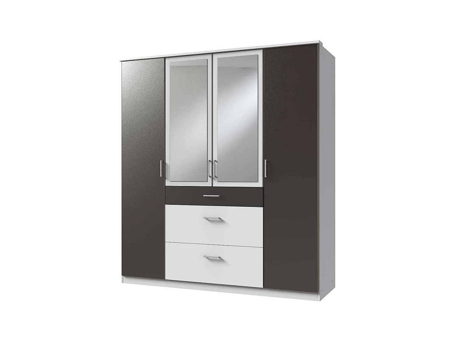 Kleiderschrank bicolor mit Spiegel und drei Schubladen Made in Germany