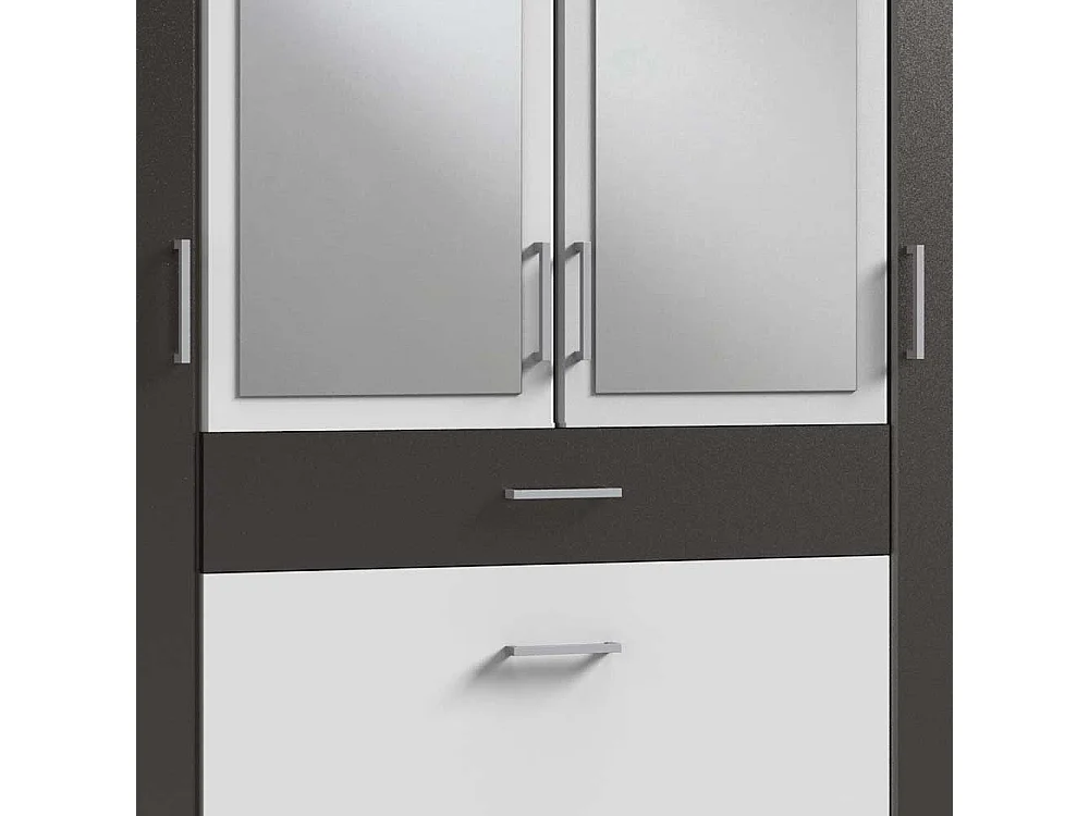 Kleiderschrank bicolor mit Spiegel und drei Schubladen Made in Germany