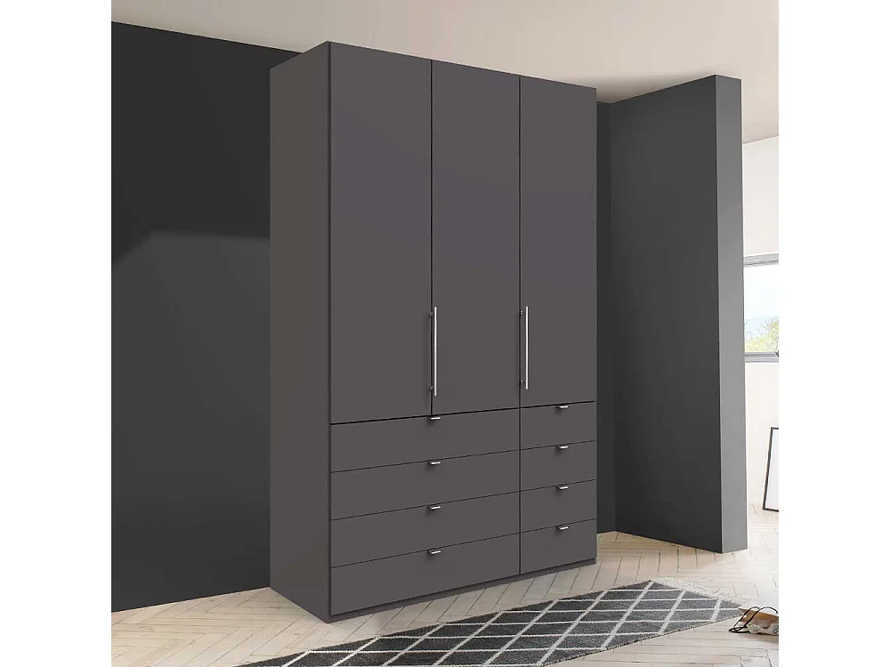 Falttür Schlafzimmerschrank in Braun acht Schubladen