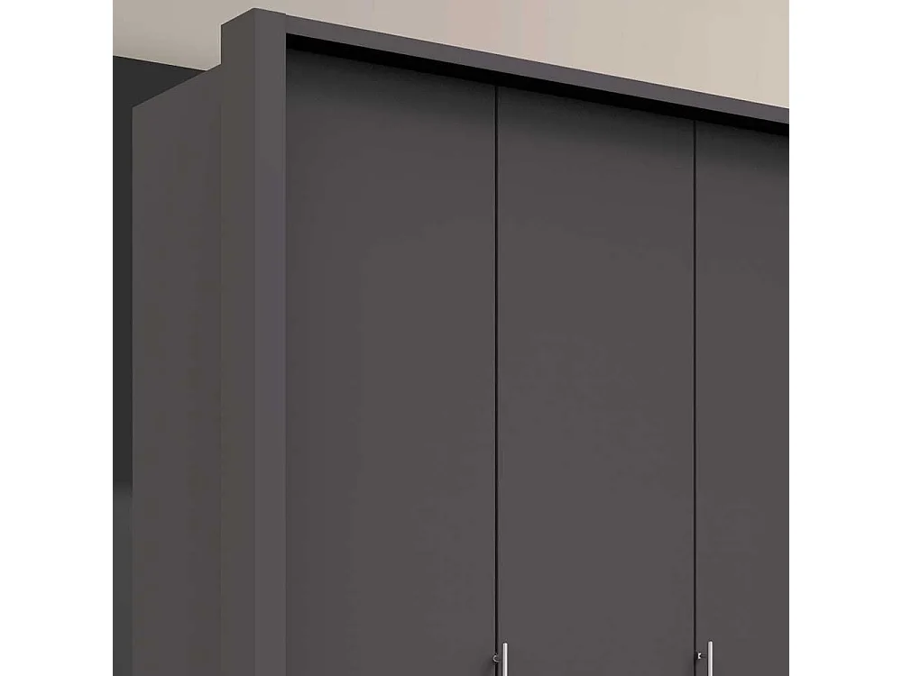 Falttür Schlafzimmerschrank in Braun acht Schubladen