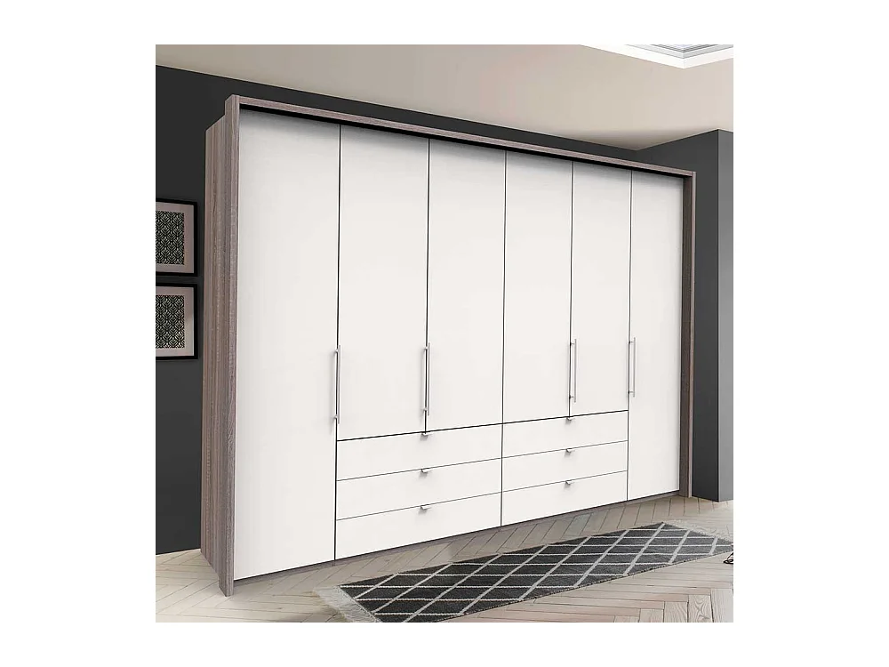 Panorama Kleiderschrank in Weiß Eiche Trüffelfarben