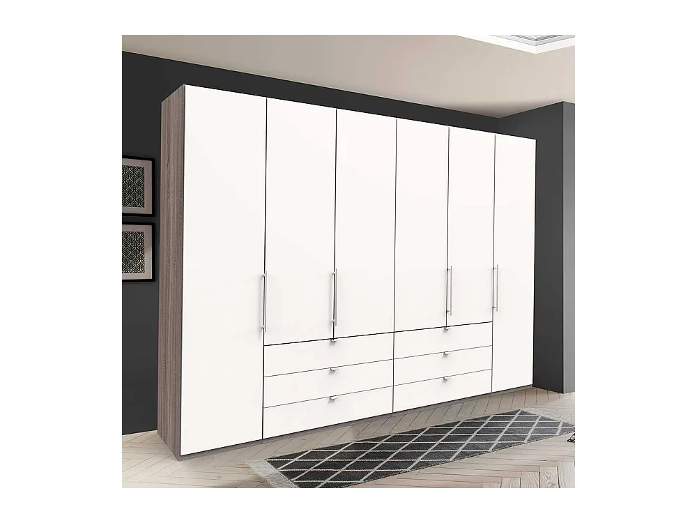 Panorama Kleiderschrank in Weiß Eiche Trüffelfarben