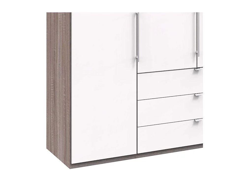 Panorama Kleiderschrank in Weiß Eiche Trüffelfarben