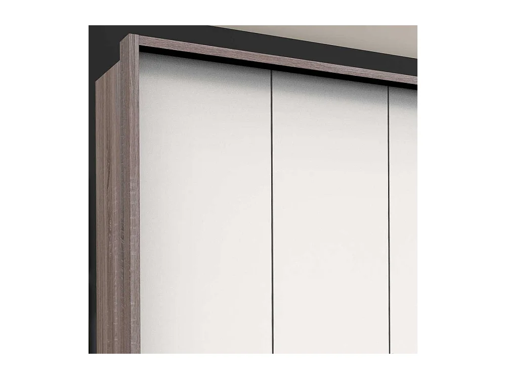 Panorama Kleiderschrank in Weiß Eiche Trüffelfarben