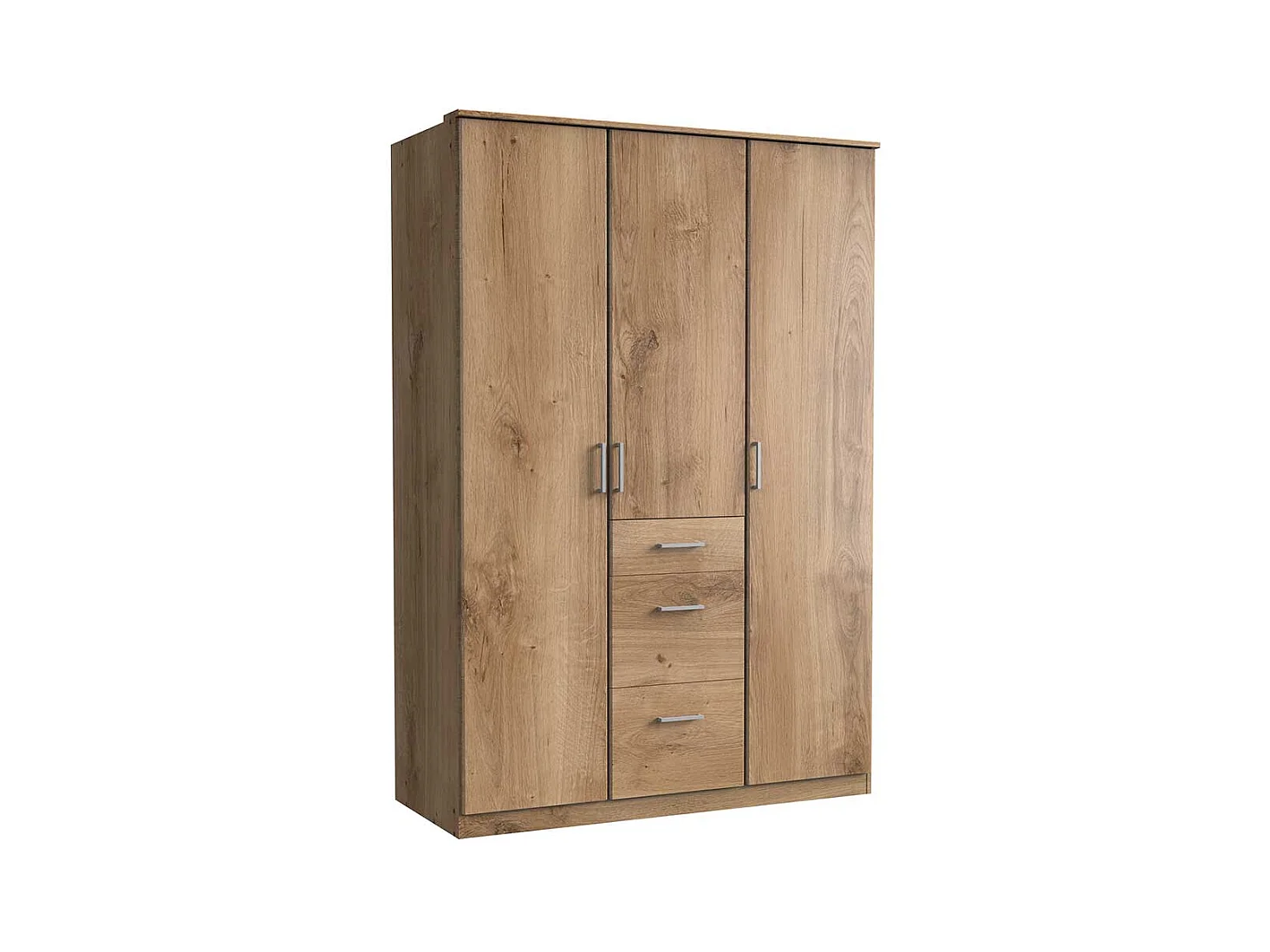 Kleiderschrank Plankeneiche NB mit drei Schubladen 199 cm hoch