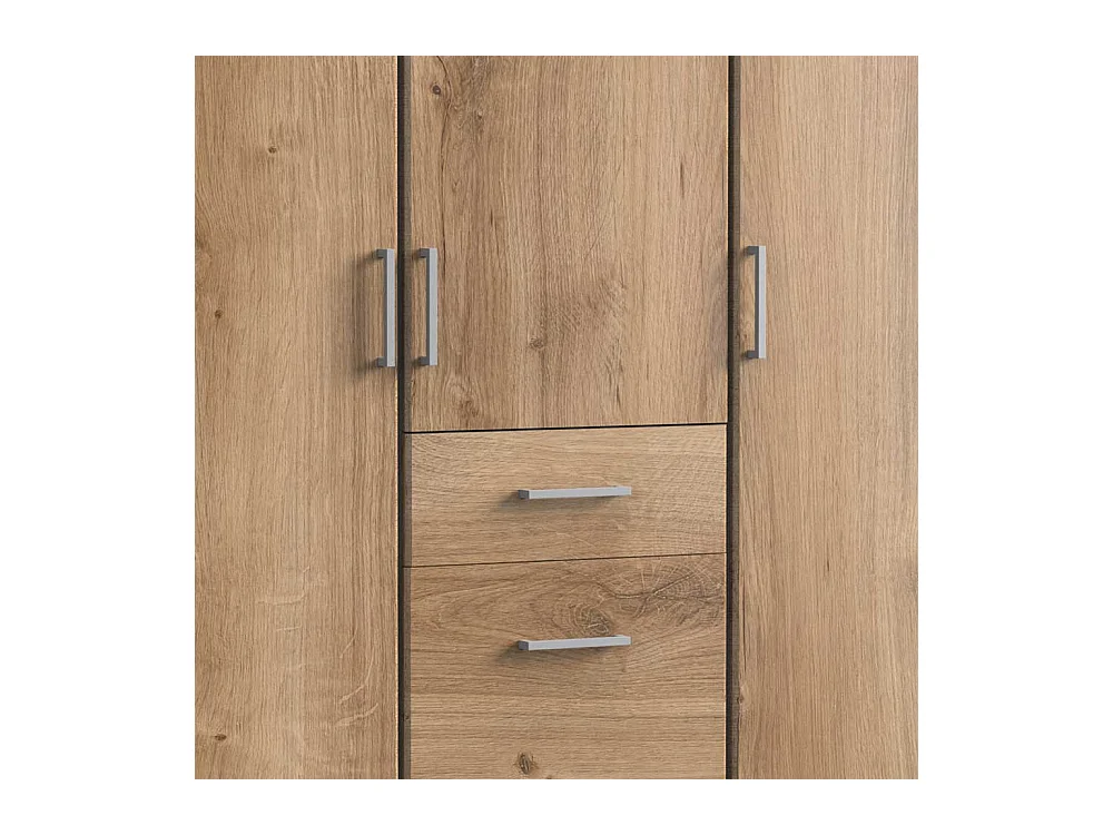 Kleiderschrank Plankeneiche NB mit drei Schubladen 199 cm hoch