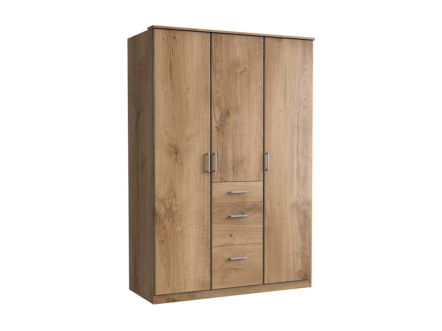 Kleiderschrank Plankeneiche NB mit drei Schubladen 199 cm hoch