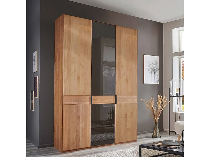 Kleiderschrank Schlafzimmerschrank in Erlefarben und Dunkelbraun