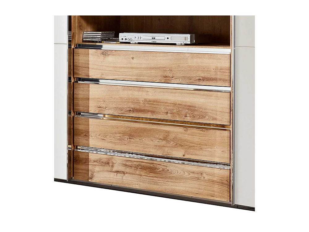 Schiebetürenschrank mit offenem Fach und vier Schubladen Made in Germany