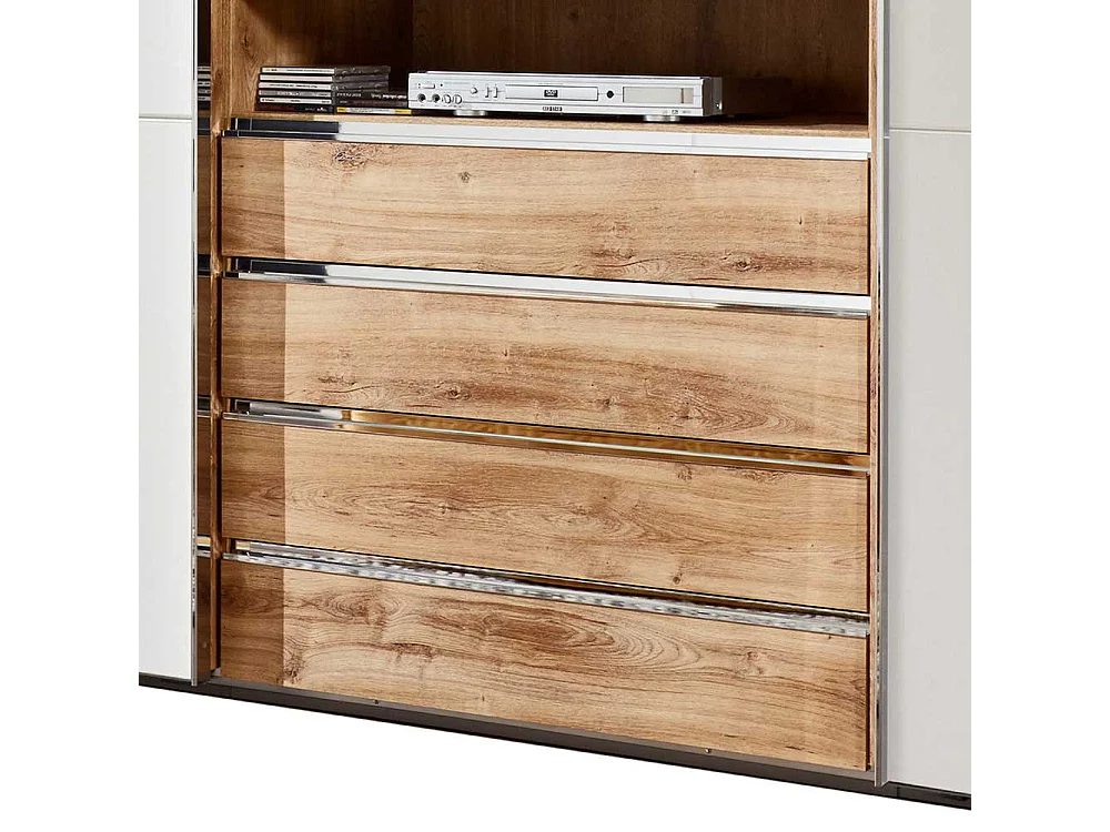 Schiebetürenschrank mit offenem Fach und vier Schubladen Made in Germany