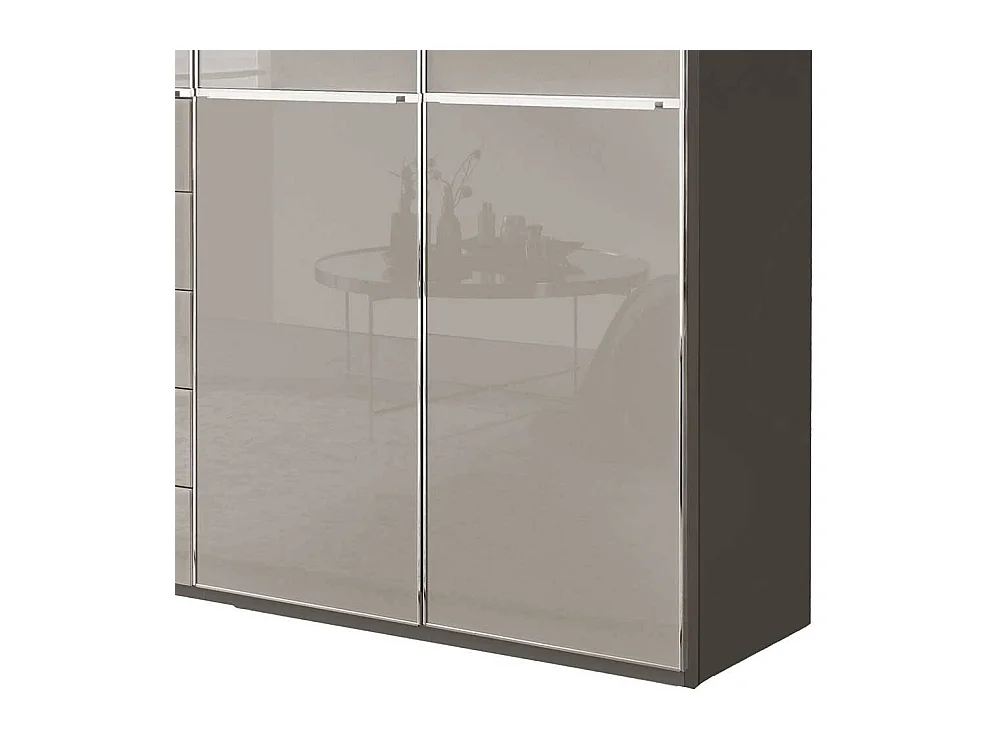 Schlafzimmerschrank XL Kleiderschrank Front glasbeschichtet mit fünf Schubladen