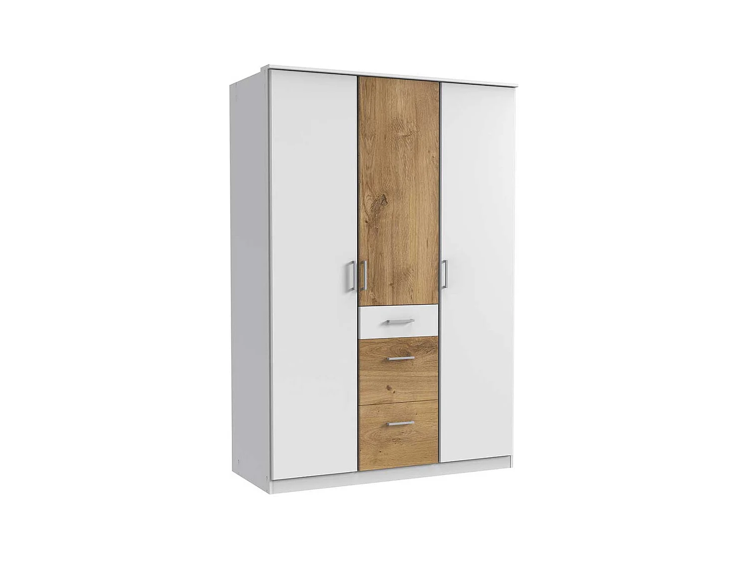 Drehtürenschrank zweifarbig mit drei Schubladen Made in Germany